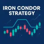 Featured image showing the iron condor options strategy with candlestick chart and profit-loss curve for educational trading blog