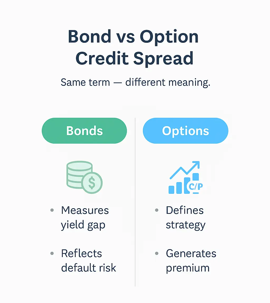 Bond vs Option Credit Spread Comparison Comparison chart showing bond vs option credit spread differences