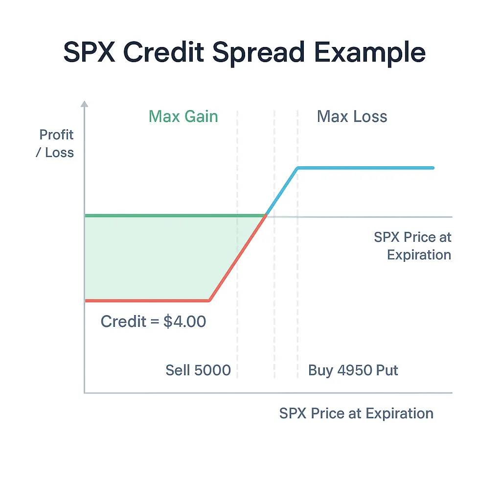 SPX Option Credit Spread Example SPX option credit spread example showing defined risk and capped profit